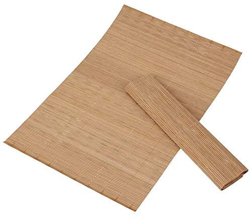 Mysummer 2 x Tischsets für Esstisch, Bambus-Tischsets, umweltfreundlich, wärmeisolierend, schmutzabweisend, für Küche... (karbonisiertes Braun)