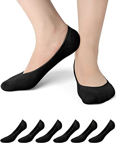 No Show Socks for Women - 6 Pairs Non Slip Invisible Socks Women, Cotton Ultra Low Cut Liner Socks Ladies Trainer Sneaker Socks Shoe Liners for Loafer Flats Boat Shoes UK Size 5.5 to 8