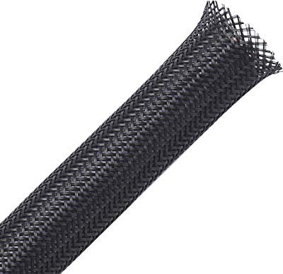 Alex Tech 50ft - 1/4 inch & 1/2 inch PET Expandable Braided Sleeving – Black - Braided Cable Sleeve