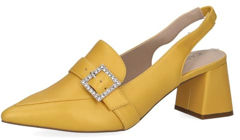 CAPRICE Damen Slingpumps aus Leder Spitz, Gelb (Yellow Perlato), 38.5 EU