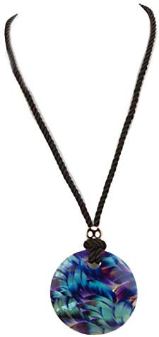 Lange Halskette mit bunten Muschelanhänger blau violett Muschelkette