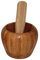 rukauf Mörser und Stößel aus Bambus-Holz, Zerkleinerer für Gewürze Kräuter usw. 8cm