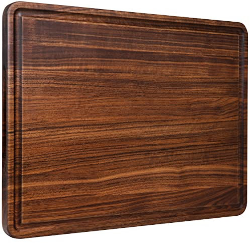 Wood Cutting Board Extra Large Walnut 20x15 Inch Reversible with Handles and Juice Groove, Extra Thick Butcher Block Chopping Board Carving Cheese Charcuterie Serving Handmade by AtoHom