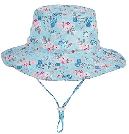 Happy Cherry - Chapeau de Soleil Bébé Fille Réglable Large Bord Chapeau Protection Solaire Bébé Fille Garçon Bob Bonnet Eté Enfant pour Plage Voyage Fleurs 12-24 Mois