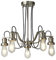 Searchlight Olivia 5-flammige Decke, schwarzes geflochtenes Stoffkabel, Satinsilber