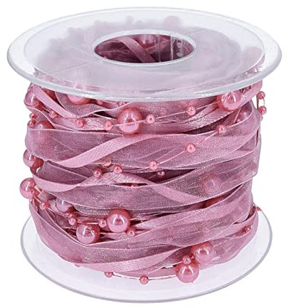 Fenteer Perlenband Chiffon Wickelrolle Applikation Perlen Zum Nähen Von Kleidung Party Rosa