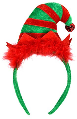 Beavorty Weihnachts-Haarreifen Für Erwachsene Und Kinder Rot-Grün Gestreift Mit Glöckchen Ideales Kostümzubehör Für Weihnachtsfeiern Und Festliche Anlässe