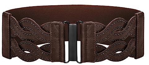 GRACE KARIN Damen Elastischer Vintage Gürtel Stretchy Retro Wide Waist Cinch Gürtel, Kaffee-Niet, XL