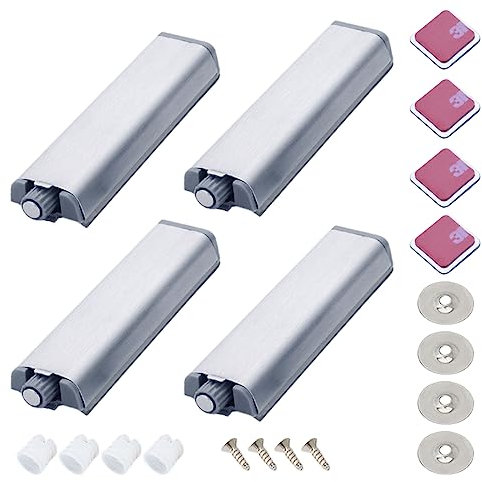 4 Stück Drucktüröffner Push to Open Türöffner, Schranktür Dämpfer, Schrank Türöffner Tip On, Türen Möbel Schubladen Schranktür Magnetschnäpper Drucktüröffner, Druckschnapper Öffner Druck
