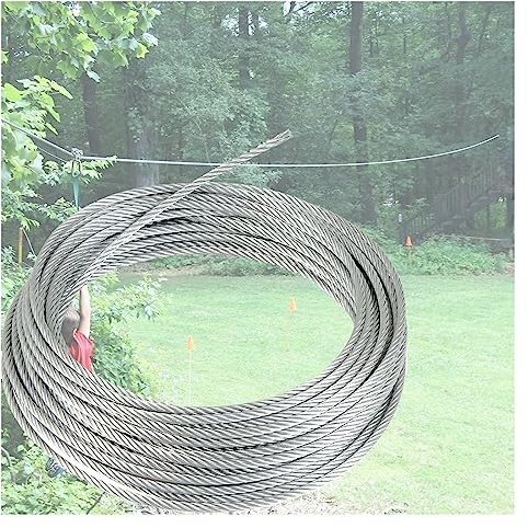 drahtseil stahlseil Hinterhof-Zipline, 8mm flexibles Zip-Line-Edelstahl-Flugzeugdrahtseil, Zipline-Kabel für Hebezeug-Hebeschleifer-Riemenscheibenrad, 7000 Pfund Bruchfestigkeit ( Size : 80M/262.5ft )