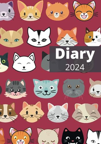 Kitty Diary 2024: A5 | Pink Cover | Page A Day | UK