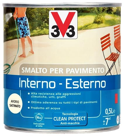 V33 Smalto per Pavimenti Interno o Esterno Avorio 0.5 L