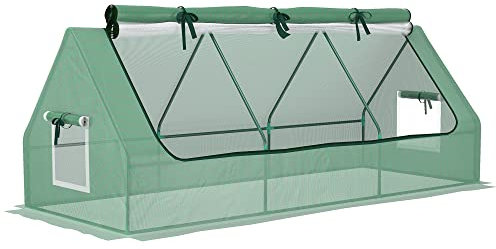 Outsunny Invernadero de Terraza Mini Invernadero 240x90x90 cm con Ventanas de Malla y Marco de Acero para Cultivar Verduras y Flores Verde