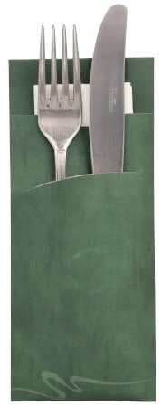 PAPSTAR 520 Bestecktaschen 20 cm x 8,5 cm dunkelgrün inkl. weißer Serviette 33 x 33 cm 2-lag.
