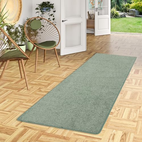 Snapstyle Teppichläufer Hochflor Langflor Teppich Läufer Cottage Mintgrün für Flur und Wohnraum Pflegeleicht