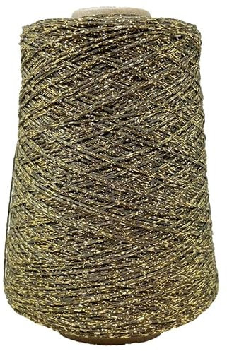 Rocca catenella Filato da Uncinetto o Ferri 250 gr - 850 mt glitterato per abbigliamento (Verde Militare Dorato)