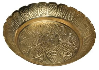 Aditri Creation Nakshi Plate, Decorative Brass Indian Prasad Plate Katori for Pooja Utensils Item Articles for Indian Traditional Pooja Items Decorations Pooja Kit (Size 6 Diameter) Patra (Katori)