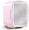 YASHE Mini Fridge for Bedroom, Skincare Fridge with LED Light Mirror, 4L Small Fridge Portable,220V AC/ 12V DC Thermoelectric Warmer & Cooler for Car Office Dorm (Pink)
