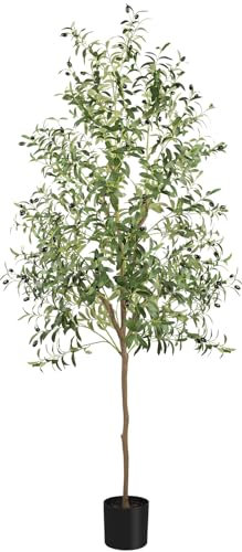 YOLEO 7FT Artificial Olive Tree Tall Faux Silk Olive Plant with Lifelike Leaves Fake Tree for Home Office Indoor Decor (Style 2)
