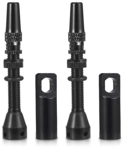 kodivenj 2Pcs Tubeless Presta Valve Stem Aluminum Alloy Tubeless Presta Valve Stem with Valve Core Remover Tools and Bike Valve Caps for Bicycle Tubeless Rims(black,44mm)