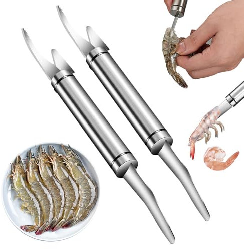 2pcs Shrimp Deveining Tool Fish Scale Remover,Multifunctional Shrimp Line Fish Maw Knife, Multifunctional Shrimp Line Fish Peeler Stainless Steel Shrimp Peeler
