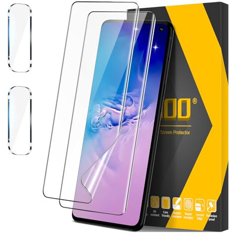JEHOO für Samsung Galaxy S10 Schutzfolie, [2+2 Stück] Weiche TPU Schutzfolie [Nicht-Glas] und Kameraschutz, Fingerabdruck-ID Unterstützen HD Klar Blasenfreie Vollständige Abdeckung