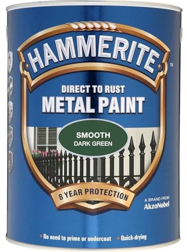 AMK® Hammerite Metal Paint Smooth Dark Green 2.5L Direct To Rust Quick Drying No Primer Or Undercoat Needed Single Coat