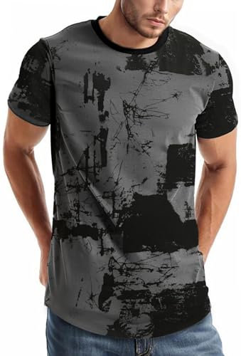 comefohome Mens T-Shirts Graphic Fashion Tshirt UK Casual Short Sleeve Tee Tops Hipster Hip Hop T Shirts Cool Shirt Grey XL