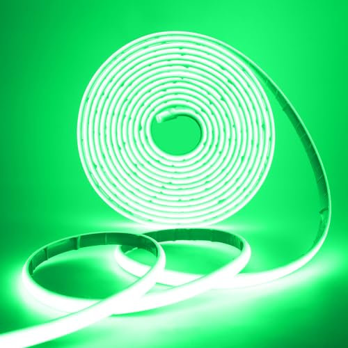 HEGEHE 12V Lumière au néon LED COB Autocollant, 320Leds/m IP68 étanche Super Lumineux Bandeau flexible Ruban LED Light Strip pour DIY, Chambre, Noël, Fête, Intérieur/Extérieur (Vert, 3M)
