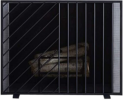 Pantalla para Chimenea Plana Negra con Malla antichispas, Pantallas Protectoras contra Incendios seguras para bebés para Fuegos de Gas Abiertos/Estufas de leña/Cubierta Protectora contra chispas