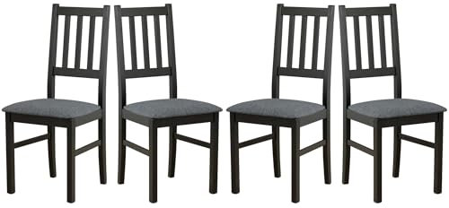 LeafDesign Küchenstühle 4er Set - Stuhl Buche Massiv - Esszimmerstuhl 120 kg - Stühle Esszimmer 4er Set - Holzstuhl - Esstischstühle - Esszimmerstühle Holz - Schwarz - Hygge 96