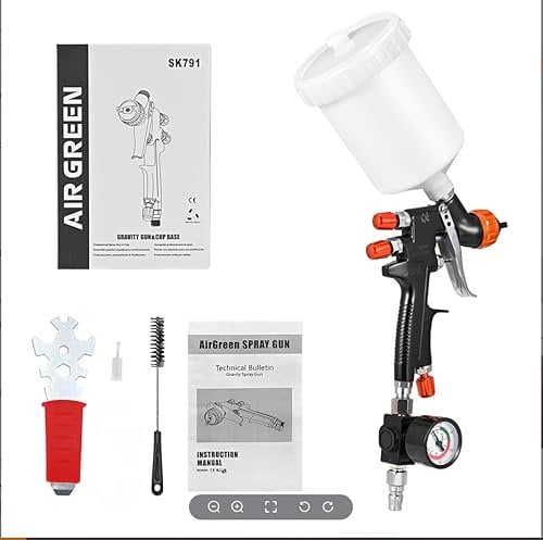 Ovshnrr HVLP Pistola a Spruzzo Aerografo Mini Pistola Per Verniciare Professionale con Ugello da 1,3 mm Set Pistola da Spruzzo con Alimentazione a Gravità 600CC