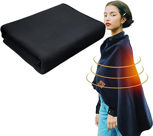 Super Soft USB Heating Blanket Electric Throw Heated Blanket Fast-Heat Heated Warmer with Storage Bag &Buckle Home Office Use Overblanket 150x80cm,Thermal Shawl Skirt Wearable Underblanket