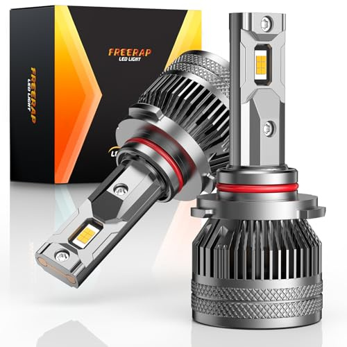 FREERAP 9012 LED Headlight Bulb, 32000LM 600% 6500K Brighter HIR2 Headlight Bulbs, Plug and Play Halogen Replacement, IP68 Waterproof, Pack of 2(9012/HIR2)