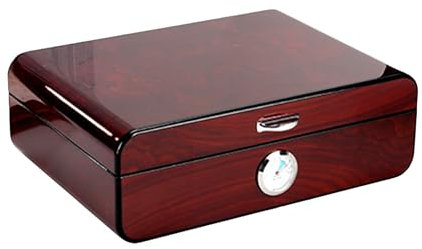 SanzIa Zigarren-Humidor Tragbare Reise Zedernholz Zigarren-Desktop-Speicher-Box mit Hygrometer & Befeuchter und Trennwand, Halten Sie 48 Zigarren Männer