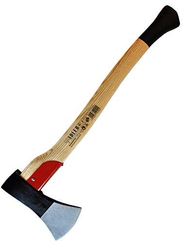 sopomarkt24 Holzaxt Spaltaxt Universalaxt 1250g mit Sicherheitshülse, ergonomischer Eschenholzstiel, 3-fache Sicherheitsverkeilung, nach DIN gehärtet, für Holzarbeiten, Made in Germany