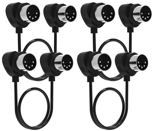 FORE 4 cables MIDI de 60 cm de 90 grados con conectores ultrapequeños para espacios reducidos, cable DIN MIDI de 5 pines, compatible con teclado MIDI, interfaz, sintetizador, guitarra, multiefectos