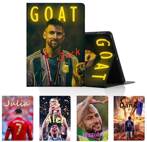 Personalizzate Cover per iPad Air 2 9,7 2014 A1566/A1567, Personalizzabile con Testi Disegni Personalizzata Custodia Stella del Calcio 7 10 Football Pattern Flip Case in pelle PU Antiurto Cover