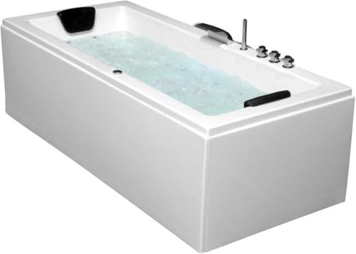 Supply24 since 2004 Whirlpool Badewanne Venedig – Made in Germany – Eckmontage (180x90 cm) – 6 Massagedüsen, LED & hochwertige Verchromte-Armaturen – Spa Wanne für 2 Personen