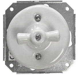 Conmutador empotrable de porcelana blanca 10A 250V estilo vintage clásico 70x70 mm interruptor eléctrico de pared para interior