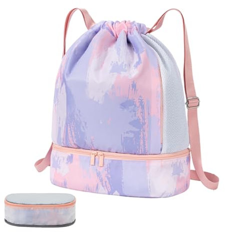 Sac À Dos De Natation,Sac À Dos À Cordon pour Piscine | Compartiment Sèche-Humide Ergonomique pour Fitness, Voyage, Piscine et Natation