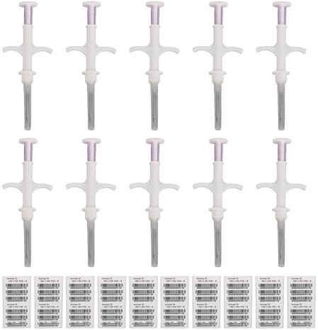 Pongnas 10 Pack Universelle PET -Mikrochip - 134,2K/125K, Ideal für Katzenhund - Niederfrequenz Tiermikrochip, Kompatibel mit Tierscannern, Automatische PET -Feeder (1,4 * 8mm)