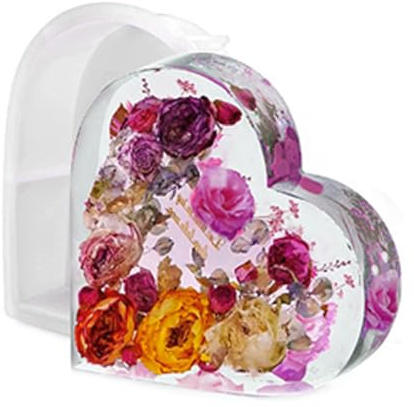 Große Epoxidharz Formen, Silikonformen Epoxidharz Herz Silikonform Gießform | 3D Liebe Resin Formen Herz Silikonform Schale Getrocknete Blumen für Basteln DIY Desktop Dekorationen Buchstütze