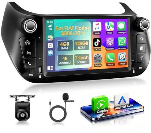 4G+128G Motorsi Android Autoradio Für FIAT Fiorino 2008-2016, 7 1280P Android 15 Stereo Radio, A-pple Carplay Android Auto GPS Bluetooth 5.0 WiFi FM/RDS 2USB Unterstützt DAB+ OBD2