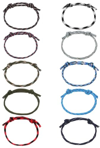 LIQWEI 10 Pcs Nautical Braided Rope Bracelet, Handmade Adjustable Handmade Navy Cord Adjustable String Wave Bracelets for Men Friendship (10 Colors)