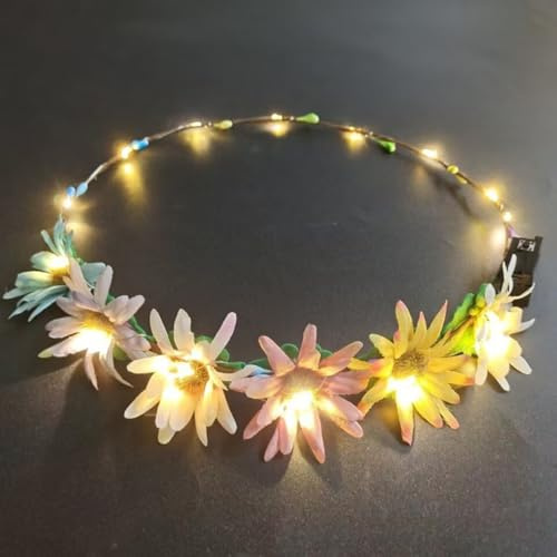 AWSOLAR 6 Stück Blumenkranz Haare LED, LED Haarreif Blumen | Leuchtende Haarreifen für Party, Geburtstag, Hochzeit, Festival Zubehör