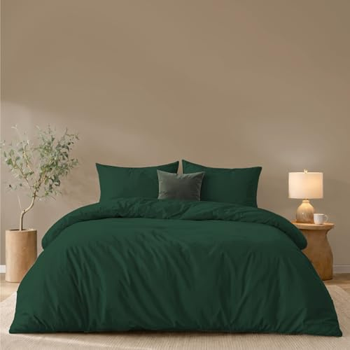 Twinzen - Bettwäsche 220x240 + 2 Kissenbezüge 50x70 cm - 100% Mikrofaser | Grün · Bettbezug · 3 Teile · Weich · Hautfreundlich · OEKO-TEX · Reißverschluss · Pflegeleicht · Langlebig