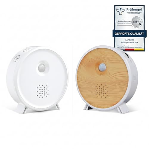 Satisure Naturgeräusche Box Vogelgezwitscher Bewegungsmelder Wiederaufladbar mit Wandhalterung Timer Soundbox