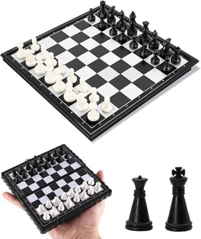 LEEQBCR Schachspiel, Magnetischem Einklappbar Schachbrett Schach, Tragbares und Faltbares Chess Board Set, Magnetisches Reiseschach Mini Schach Hochwertig Klappbare für Kinder, Erwachsene, Reisen