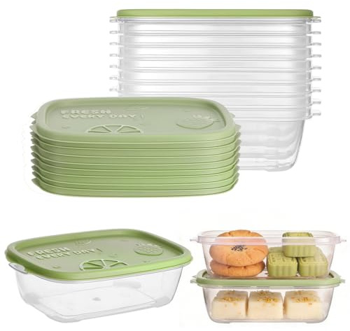 Jonuin Set of 12 Rectangle Plastic Meal Containers with Lids, 500ml Clear Plastic BPA-Free Meal Prep Containers, Freezer Storage Boxes for Lunch, Salad, Fruit, Ideal for School, Work and Camping